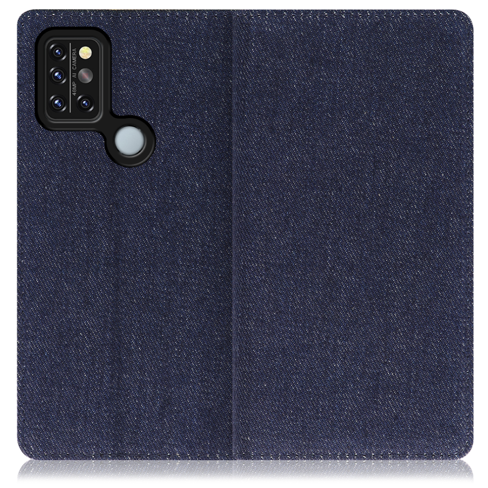 LOOF Denim UMIDIGI A9 Pro 用 [ブルー] デニム生地を使用 手帳型ケース カード収納付き ベルトなし