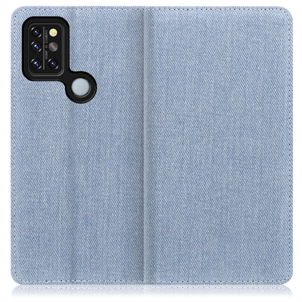 LOOF Denim UMIDIGI A9 Pro 用 [ライトブルー] デニム 手帳型ケース カード収納付き ベルトなし