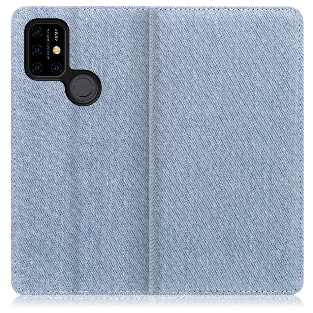 LOOF Denim UMIDIGI Power 3 用 [ライトブルー] デニム 手帳型ケース カード収納付き ベルトなし