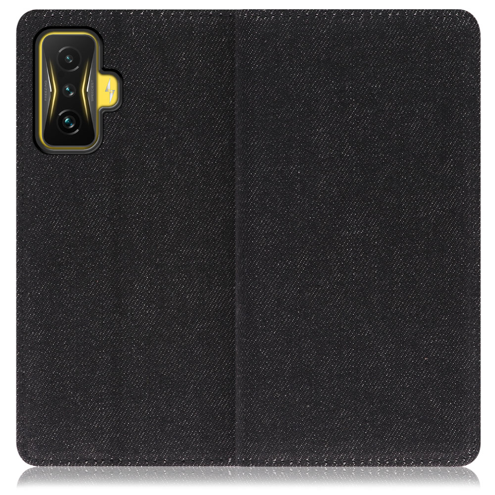 LOOF Denim Series Xiaomi POCO F4 GT 用 [ブラック]デニム生地を使用 手帳型ケース カード収納付き ベルトなし