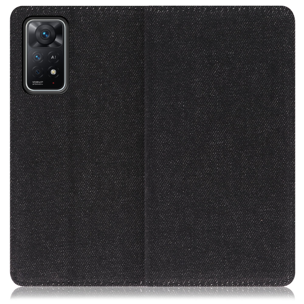 LOOF Denim Xiaomi Redmi Note 11 Pro 5G 用 [ブラック]デニム生地を使用 手帳型ケース カード収納付き ベルトなし