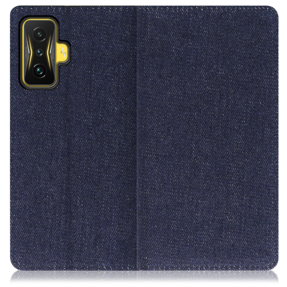 LOOF Denim Series Xiaomi POCO F4 GT 用 [ブルー] デニム生地を使用 手帳型ケース カード収納付き ベルトなし