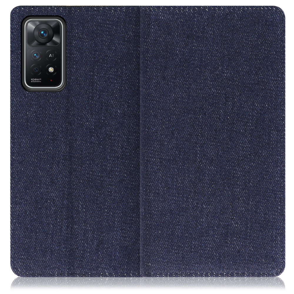 LOOF Denim Xiaomi Redmi Note 11 Pro 5G 用 [ブルー] デニム生地を使用 手帳型ケース カード収納付き ベルトなし