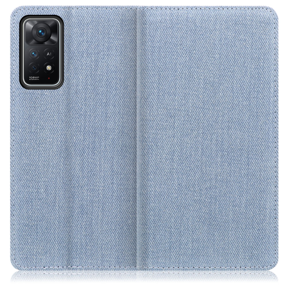 LOOF Denim Xiaomi Redmi Note 11 Pro 5G 用 [ライトブルー] デニム 手帳型ケース カード収納付き ベルトなし