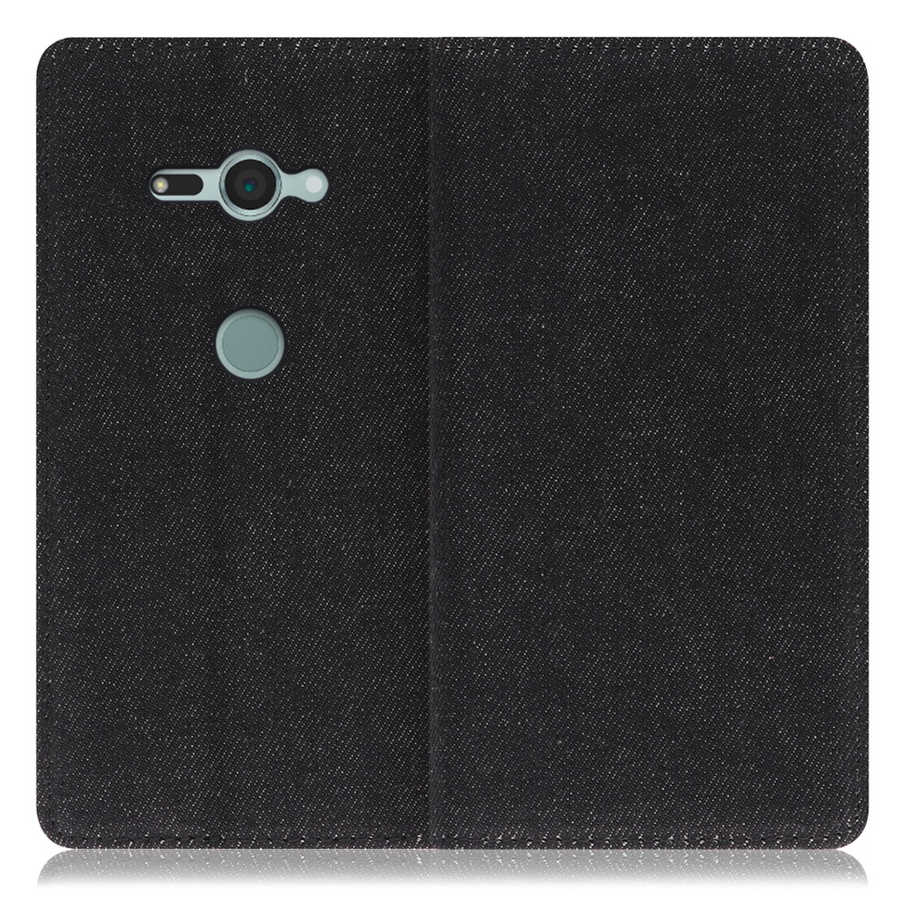LOOF Denim Xperia XZ2 Compact / SO-05K 用 [ブラック]デニム生地を使用 手帳型ケース カード収納付き ベルトなし