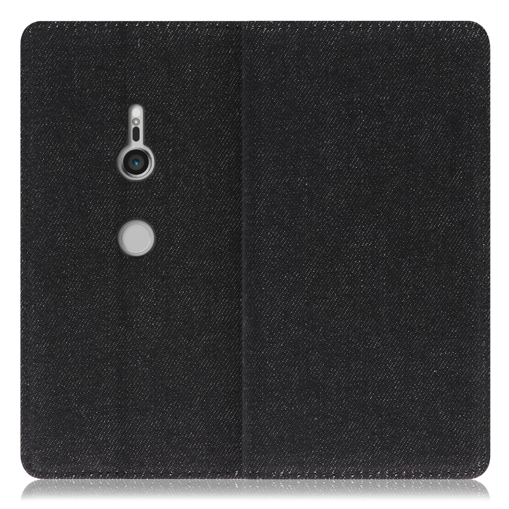 LOOF Denim Xperia XZ3 / SO-01L / SOV39 用 [ブラック]デニム生地を使用 手帳型ケース カード収納付き ベルトなし