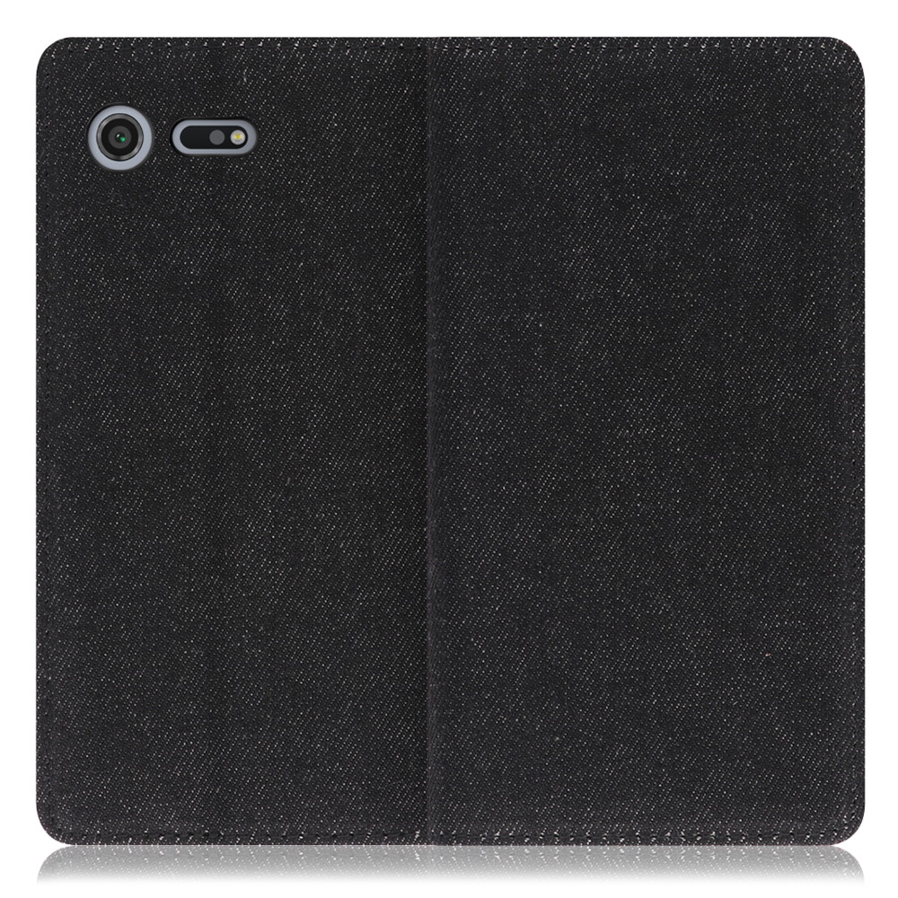 LOOF Denim Xperia XZ Premium / SO-04J 用 [ブラック]デニム生地を使用 手帳型ケース カード収納付き ベルトなし