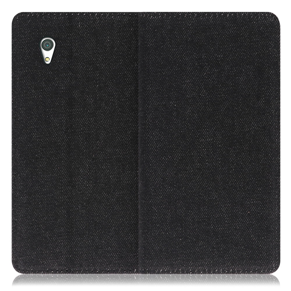 LOOF Denim Xperia Z4 / SO-03G / SOV31 用 [ブラック]デニム生地を使用 手帳型ケース カード収納付き ベルトなし