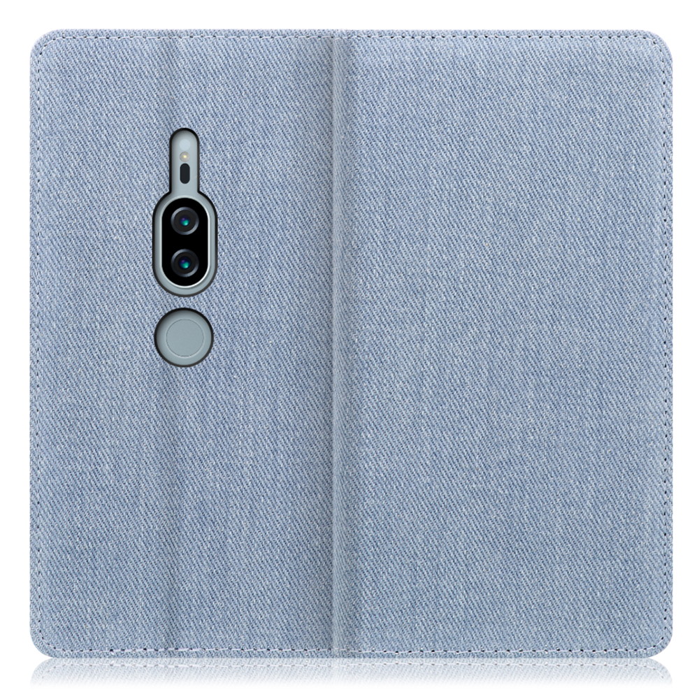 LOOF Denim Xperia XZ2 Premium / SO-04K / SOV38 用 [ライトブルー] デニム 手帳型ケース カード収納付き ベルトなし