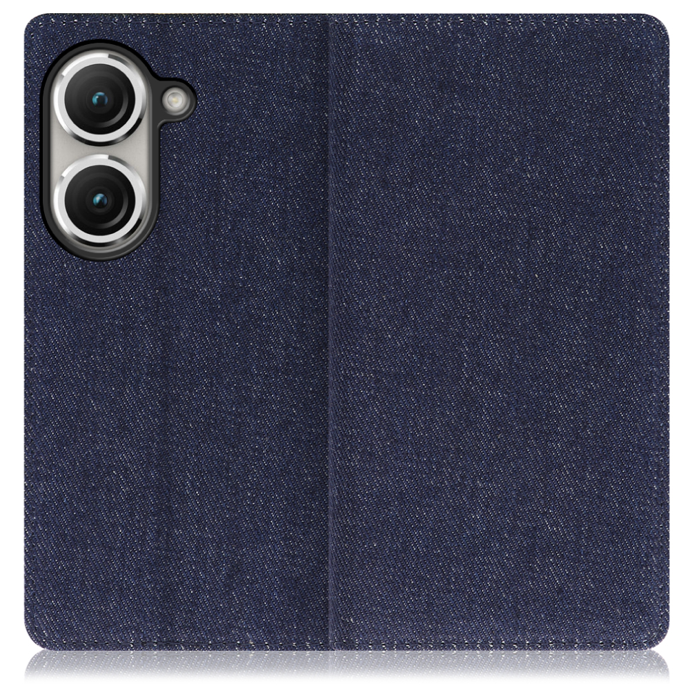 LOOF Denim Series Zenfone 9 用 [ブルー] デニム生地を使用 手帳型ケース カード収納付き ベルトなし