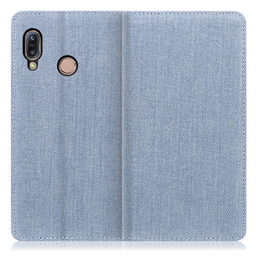 LOOF Denim ZenFone Max (M1) / ZB555KL 用 [ライトブルー] デニム 手帳型ケース カード収納付き ベルトなし