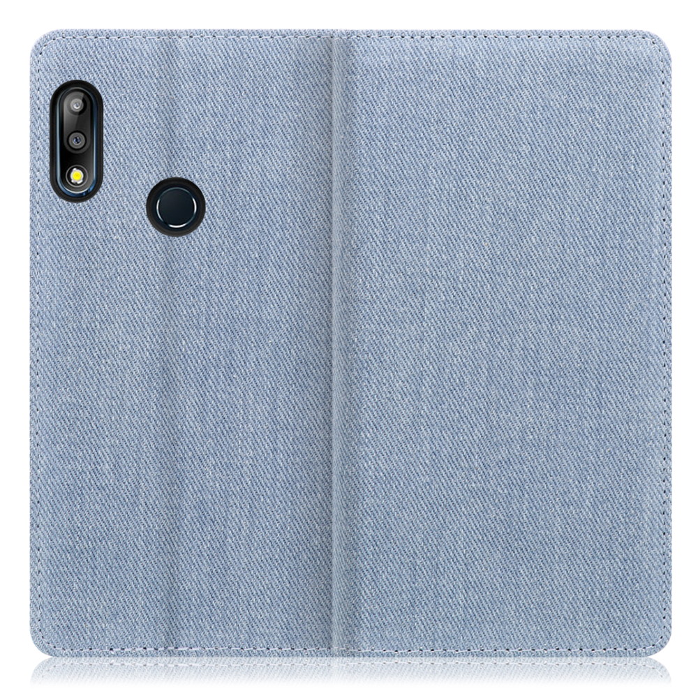 LOOF Denim ZenFone Max Pro (M2) / ZB631KL 用 [ライトブルー] デニム 手帳型ケース カード収納付き ベルトなし