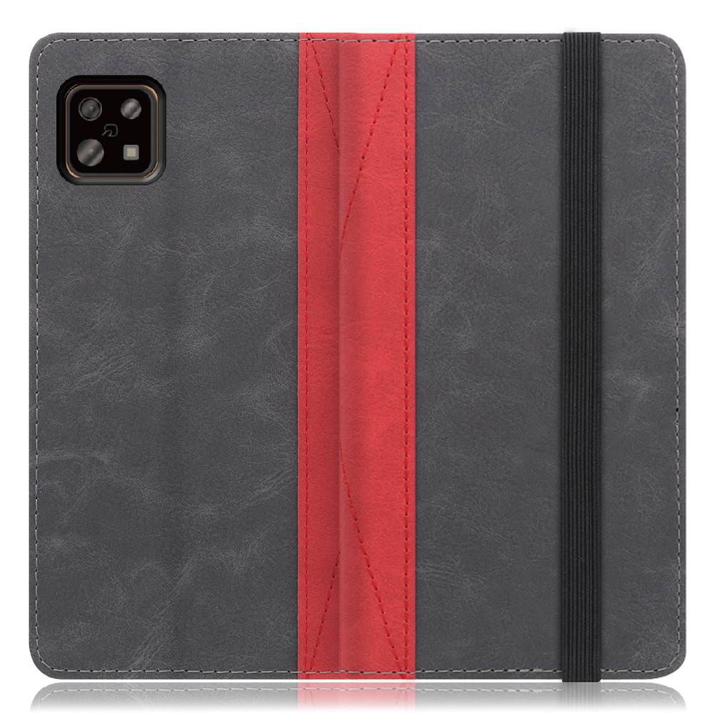 LOOF Retro Series AQUOS sense6 / sense6s / SHG05 / SH-54B / SHG07 [ランプブラック] バイカラー×レトロデザイン 手帳型ケース 大容量4ポケット バンド付き