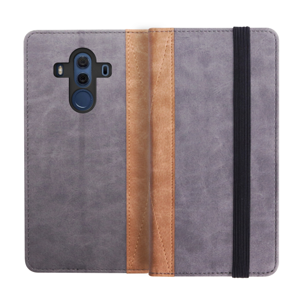 Looco Official Shop Loof Retoro Huawei Mate 10 Pro 703hw Bla L29 用 ベージュグレー バイカラー レトロデザイン 手帳型ケース 大容量4ポケット バンド付き