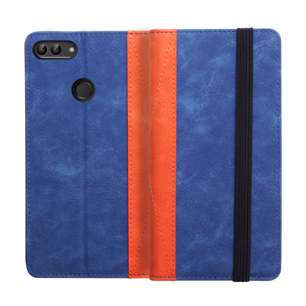 Looco Official Shop Loof Retoro Huawei Nova Lite 2 704hw 用 オリエンタルブルー バイカラー レトロデザイン 手帳型ケース 大容量4ポケット バンド付き