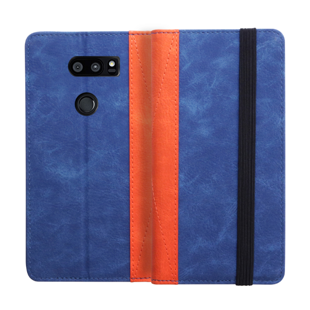 Looco Official Shop Loof Retoro Lg V30 Lgv35 L 01k 用 オリエンタルブルー バイカラー レトロデザイン 手帳型ケース 大容量4ポケット バンド付き