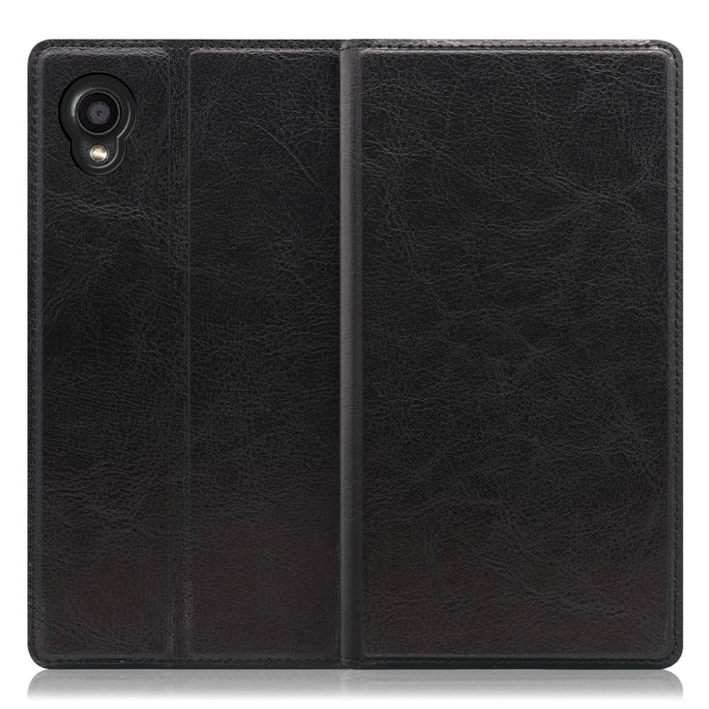 LOOF Solid Series DIGNO BX2 [ブラック] 本革 シンプル 手帳型ケース カード収納 幅広ポケット ベルトなし