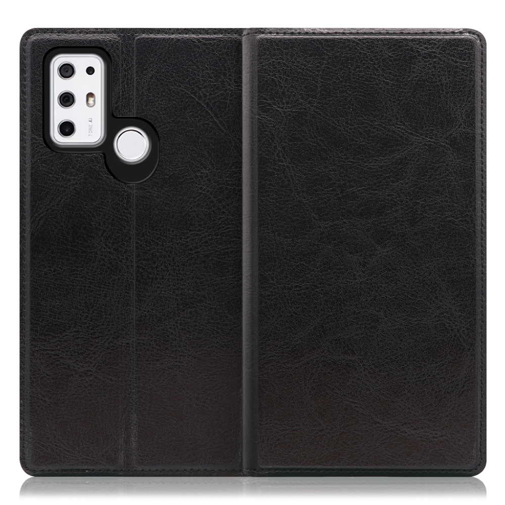 LOOF Solid TONE e21 用 [ブラック] 本革 シンプル 手帳型ケース カード収納 幅広ポケット ベルトなし