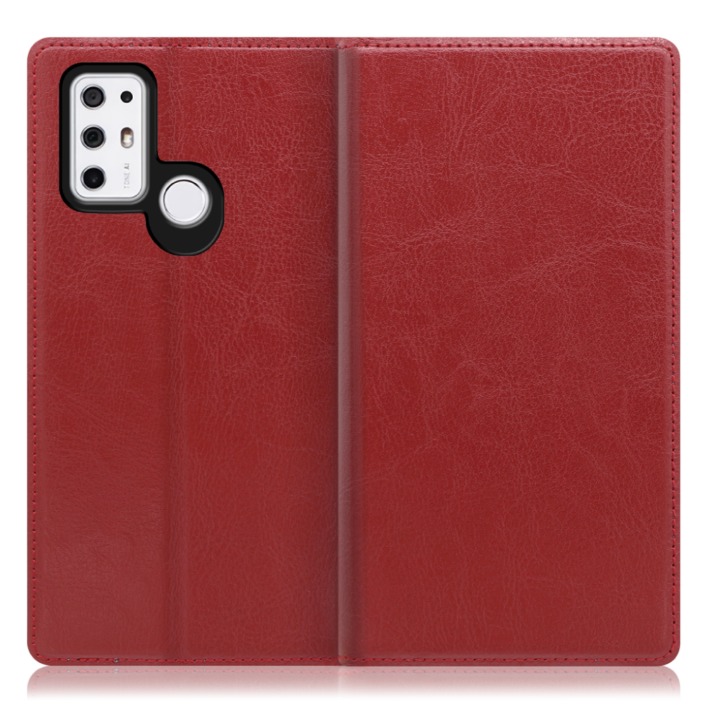 LOOF Solid TONE e21 用 [カーディナルレッド] 本革 シンプル 手帳型ケース カード収納 幅広ポケット ベルトなし