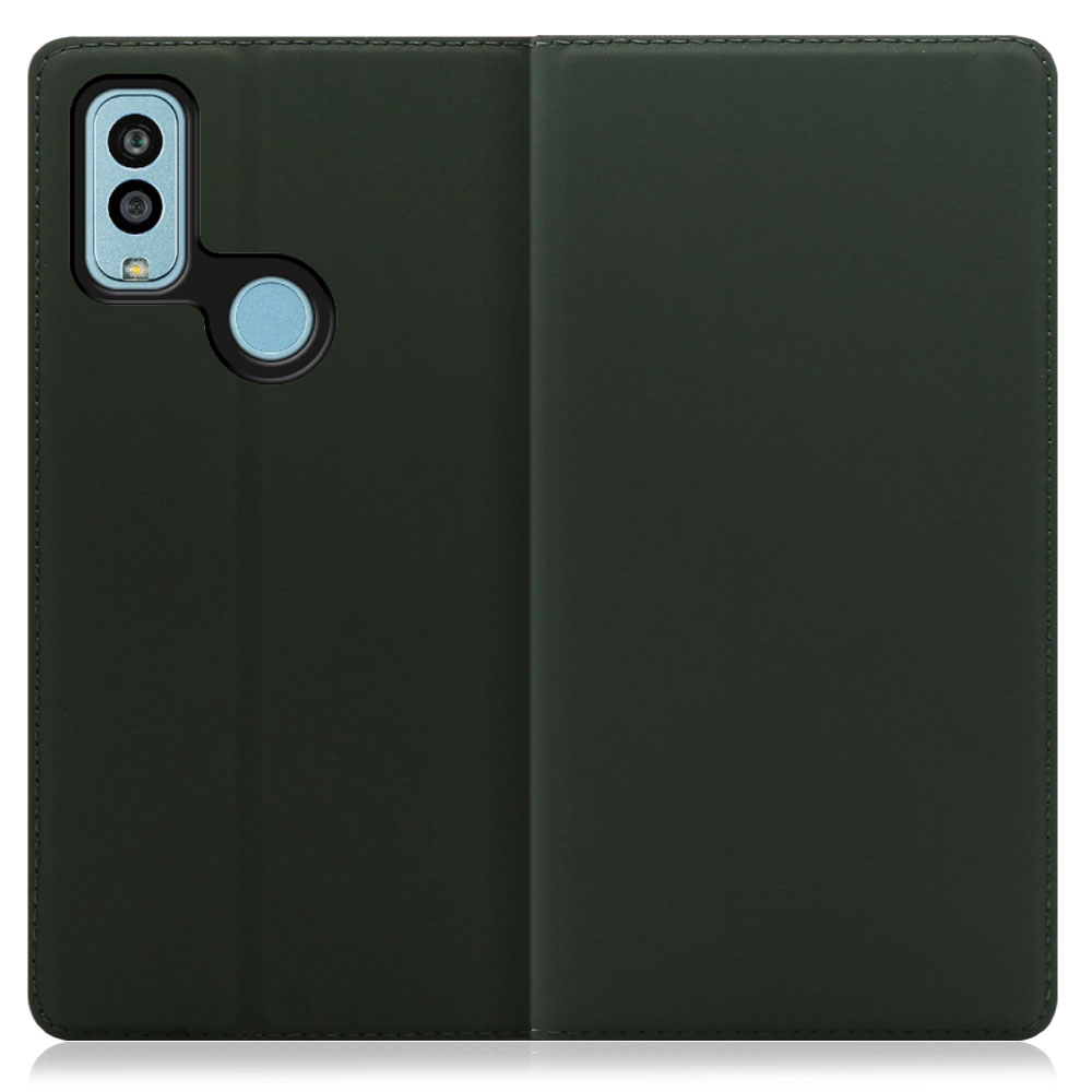 LOOF SKIN SLIM Android One S9 / DIGNO SANGA edition / S9-KC / KC-S304 用 [エバーグリーン] 薄い 軽量 手帳型ケース カード収納 幅広ポケット ベルトなし