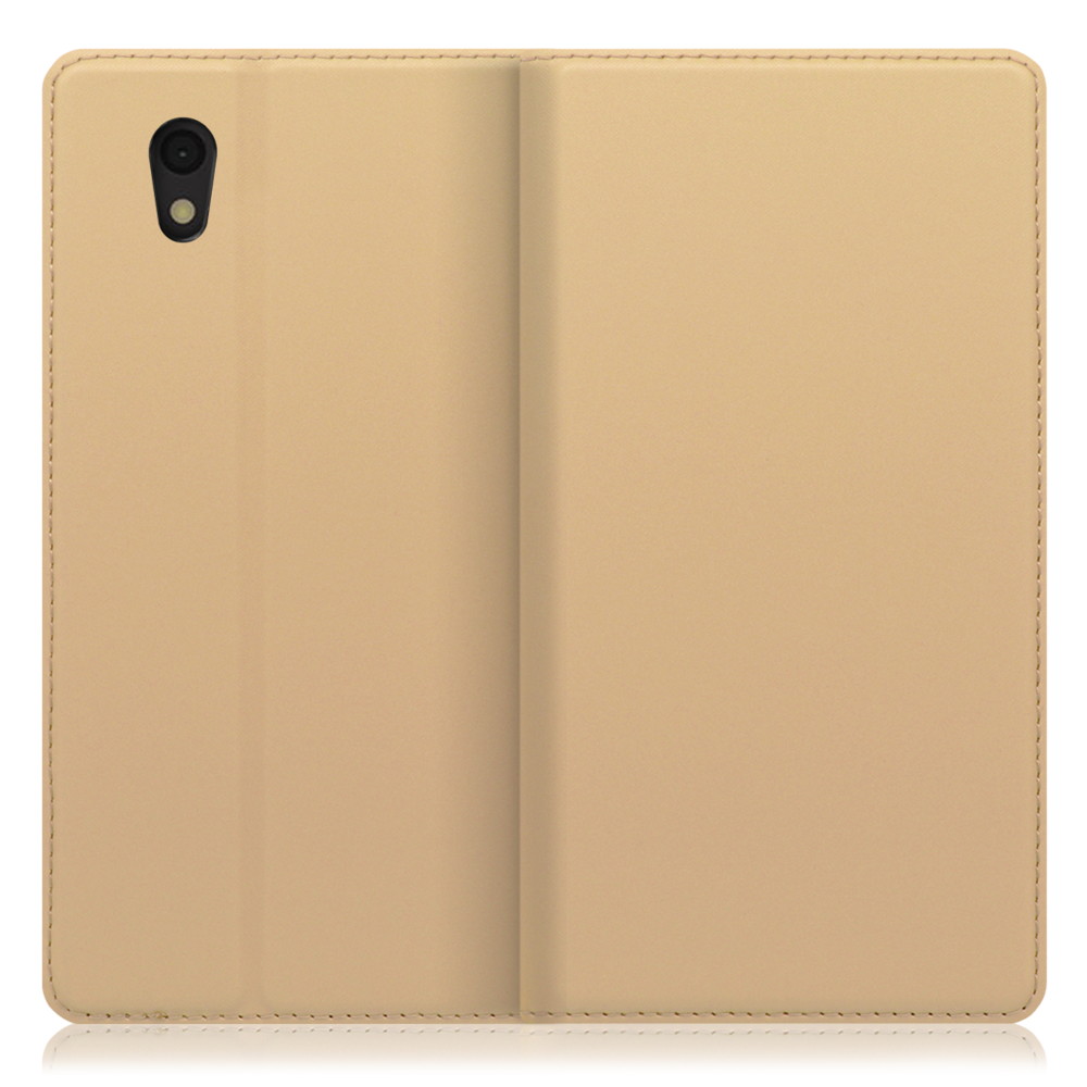 LOOF SKIN SLIM Android One S3 用 [ゴールド] 薄い 軽量 手帳型ケース カード収納 幅広ポケット ベルトなし