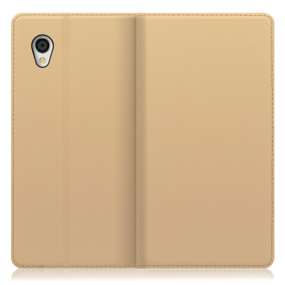 LOOF SKIN SLIM Android One S5 用 [ゴールド] 薄い 軽量 手帳型ケース カード収納 幅広ポケット ベルトなし