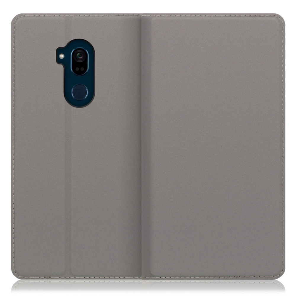 LOOF SKIN SLIM Android One X5 用 [グレー] 薄い 軽量 手帳型ケース カード収納 幅広ポケット ベルトなし