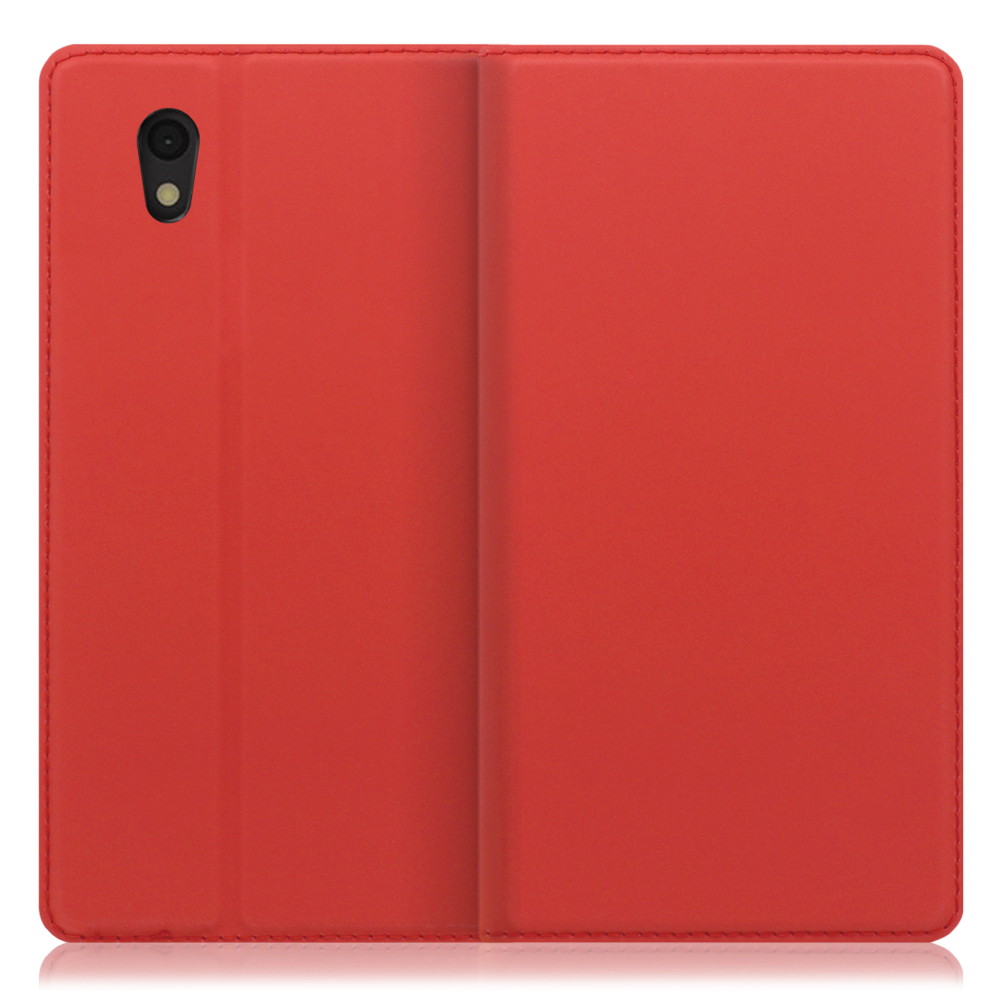 LOOF Skin slim Android One S3 用 [レッド] 薄い 軽量 手帳型ケース カード収納 幅広ポケット ベルトなし