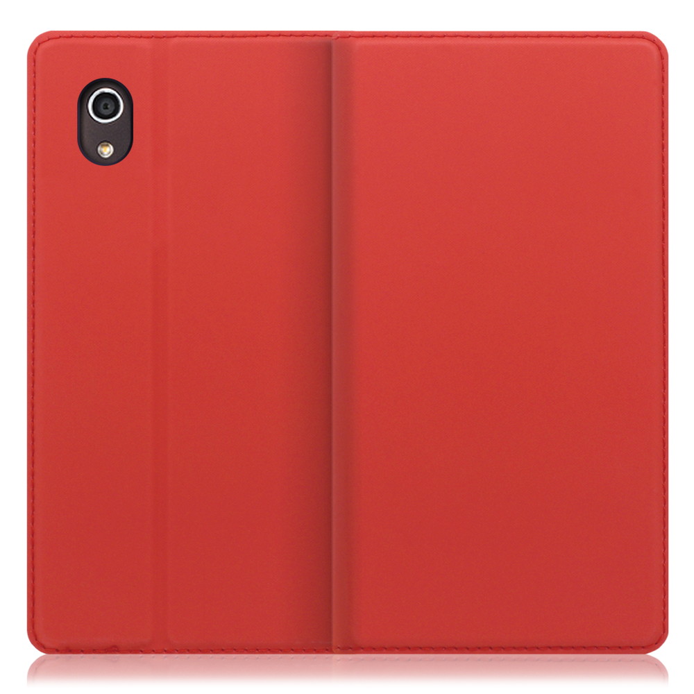 LOOF Skin slim Android One S4 用 [レッド] 薄い 軽量 手帳型ケース カード収納 幅広ポケット ベルトなし