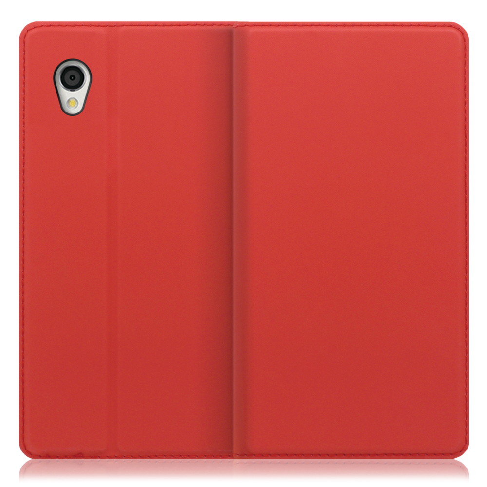 LOOF Skin slim Android One S5 用 [レッド] 薄い 軽量 手帳型ケース カード収納 幅広ポケット ベルトなし