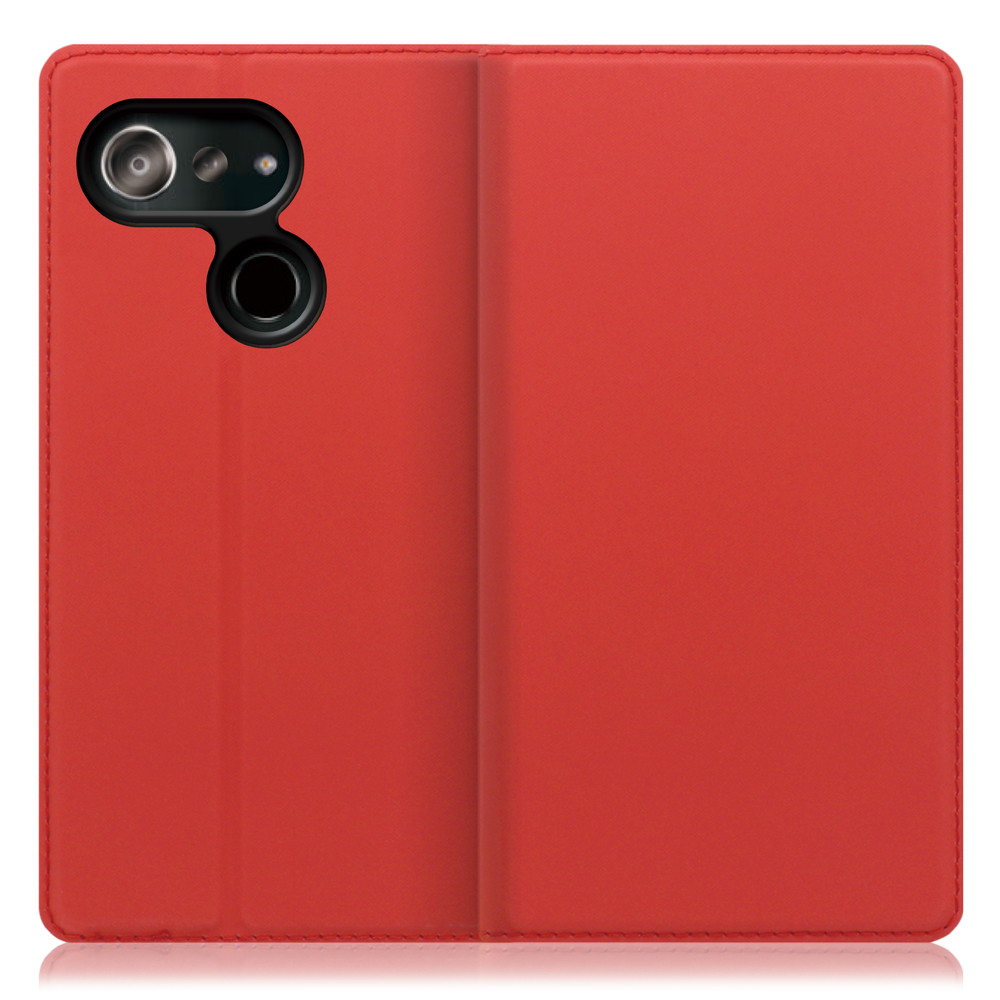 LOOF Skin slim Android One S6 用 [レッド] 薄い 軽量 手帳型ケース カード収納 幅広ポケット ベルトなし