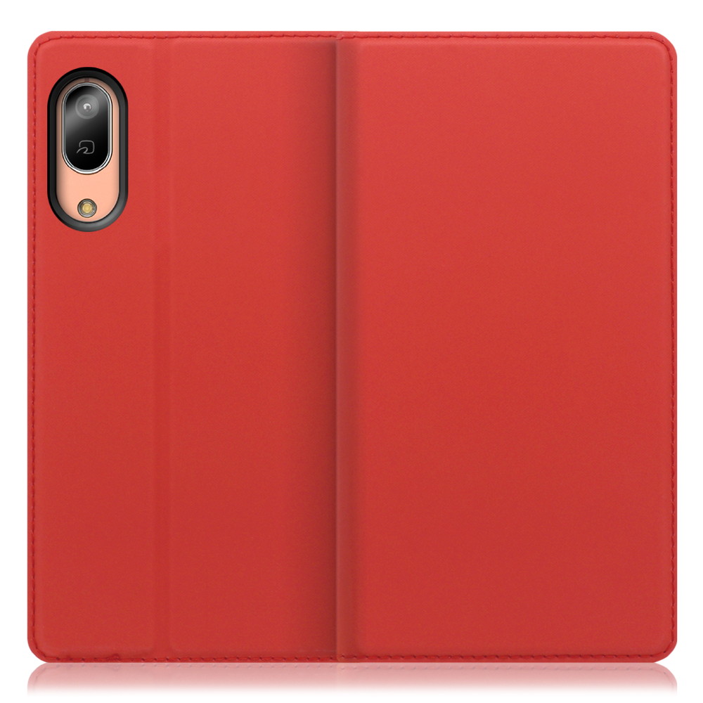 LOOF Skin slim Android One S7 用 [レッド] 薄い 軽量 手帳型ケース カード収納 幅広ポケット ベルトなし