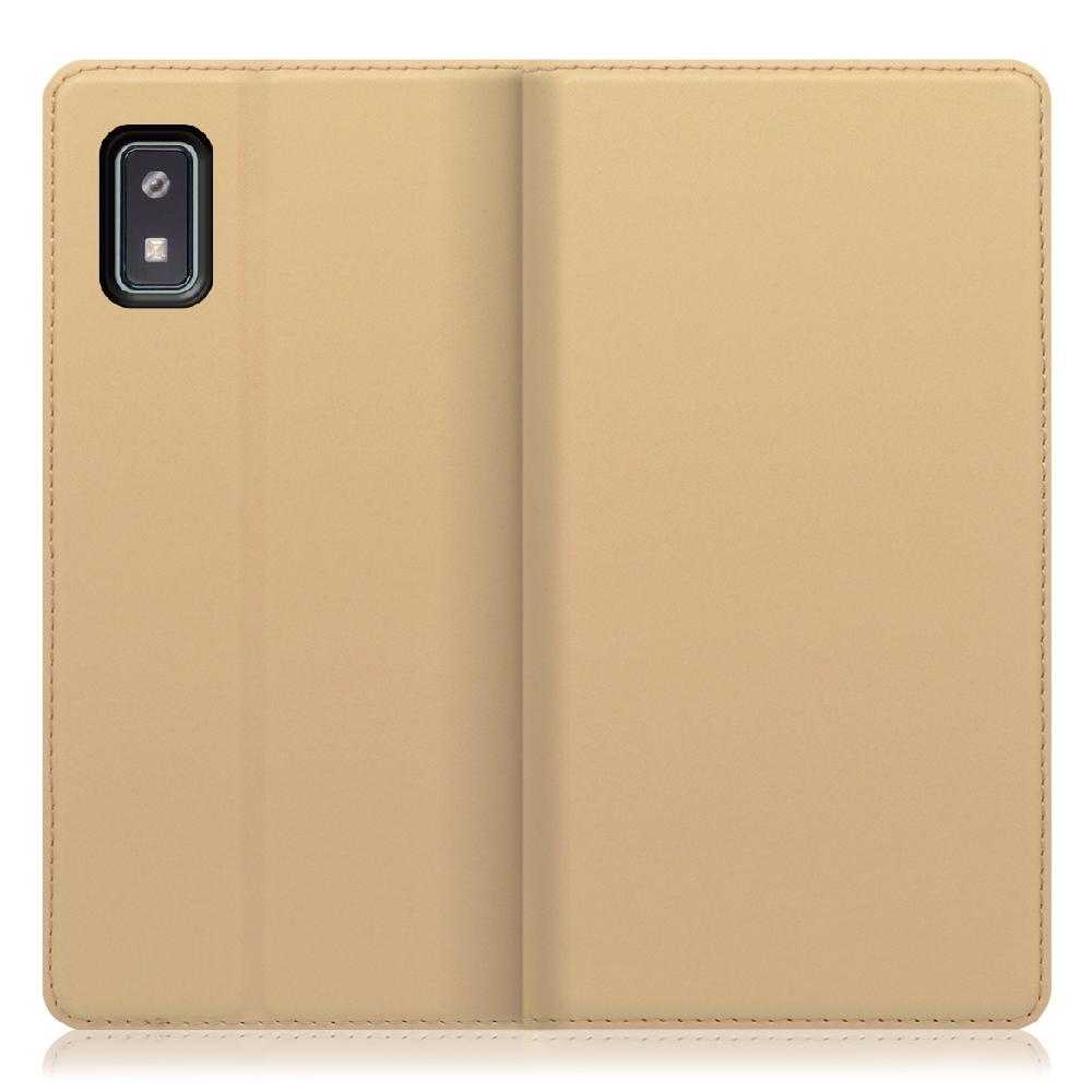 LOOF Skin slim Series AQUOS wish2 / wish [ゴールド] 薄い 軽量 手帳型ケース カード収納 幅広ポケット ベルトなし