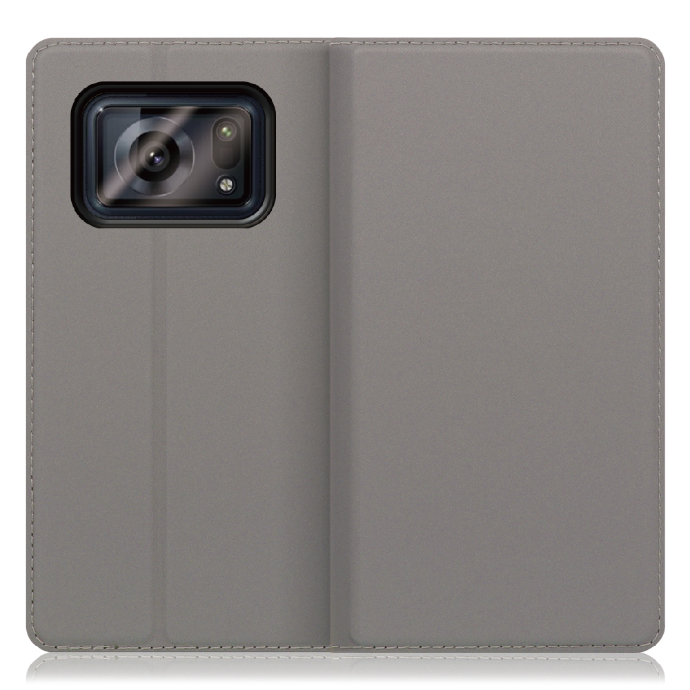 LOOF Skin slim Series AQUOS R6 SH-51B [グレー] 薄い 軽量 手帳型ケース カード収納 幅広ポケット ベルトなし