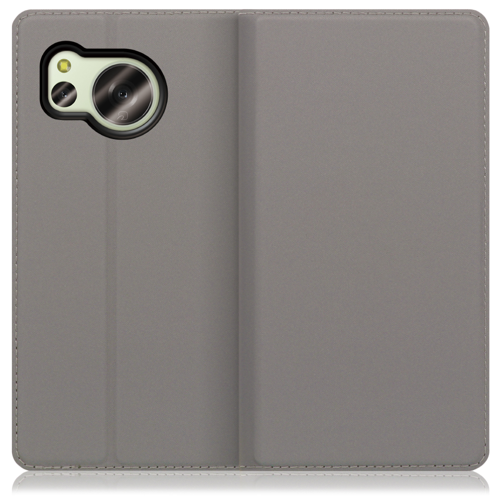 LOOF SKIN SLIM AQUOS sense8 アクオス 用 [グレー] 薄い 軽量 手帳型ケース カード収納 幅広ポケット ベルトなし