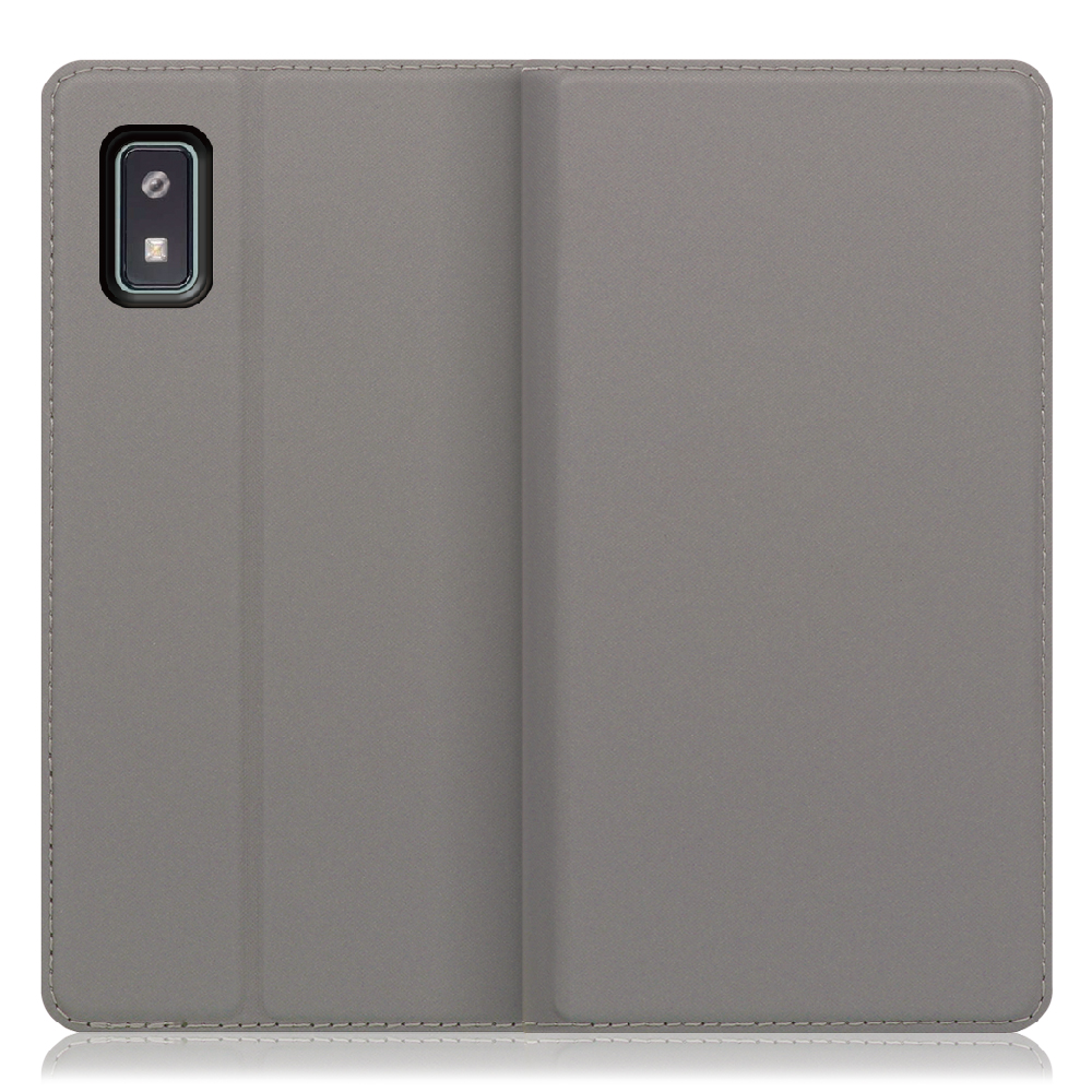 LOOF Skin slim Series AQUOS wish2 / wish [グレー] 薄い 軽量 手帳型ケース カード収納 幅広ポケット ベルトなし