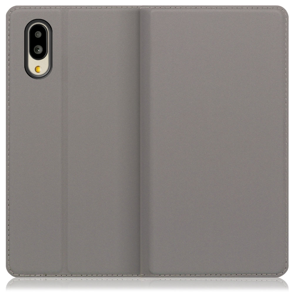 LOOF Skin slim Series AQUOS シンプルスマホ6 [グレー] 薄い 軽量 手帳型ケース カード収納 幅広ポケット ベルトなし