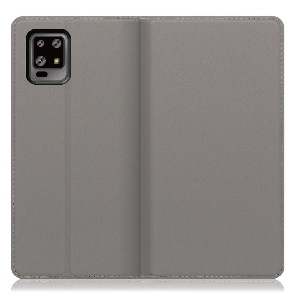 LOOF SKIN SLIM AQUOS zero6 SHG04 [グレー] 薄い 軽量 手帳型ケース カード収納 幅広ポケット ベルトなし