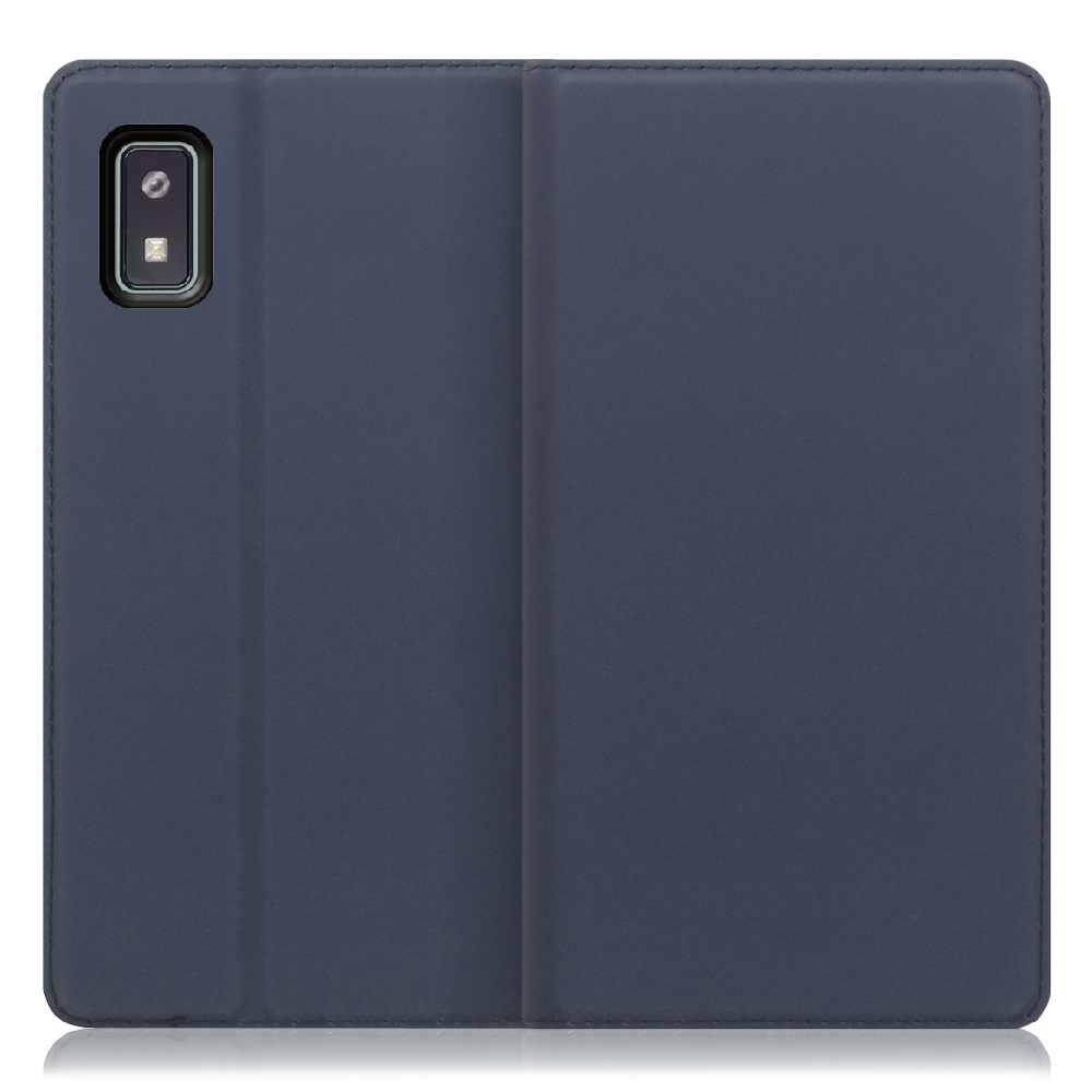 LOOF Skin slim Series AQUOS wish2 / wish [ネイビー] 薄い 軽量 手帳型ケース カード収納 幅広ポケット ベルトなし