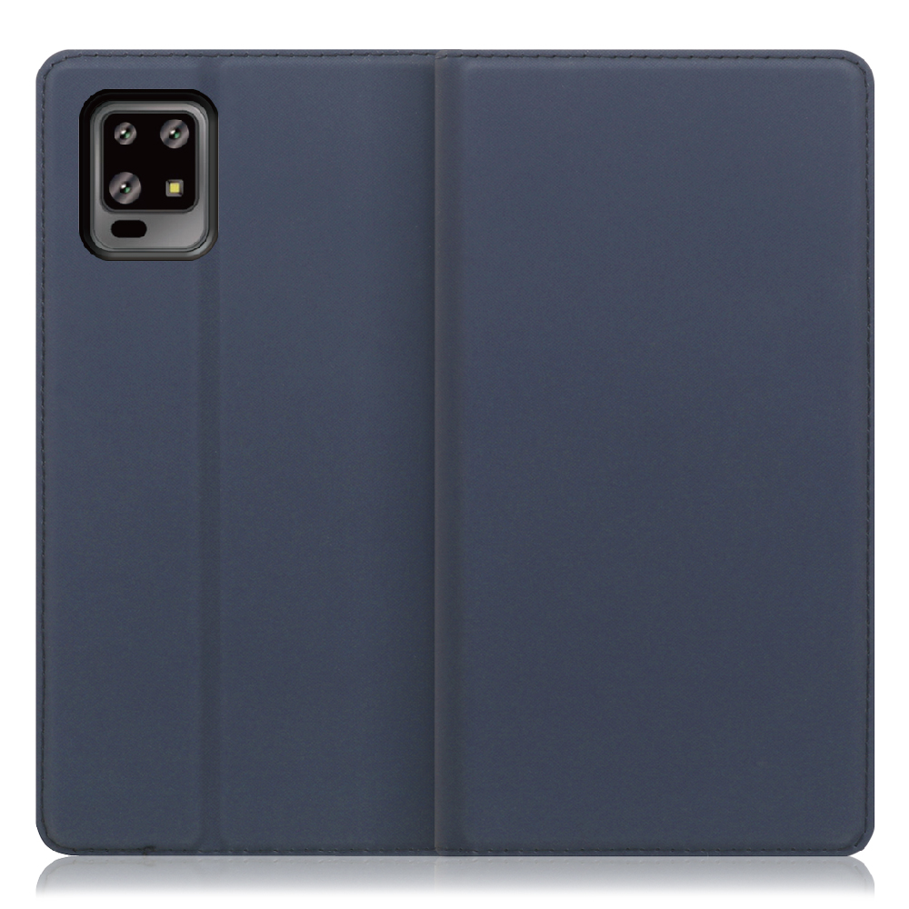LOOF Skin slim Series AQUOS zero6 SHG04 [ネイビー] 薄い 軽量 手帳型ケース カード収納 幅広ポケット ベルトなし