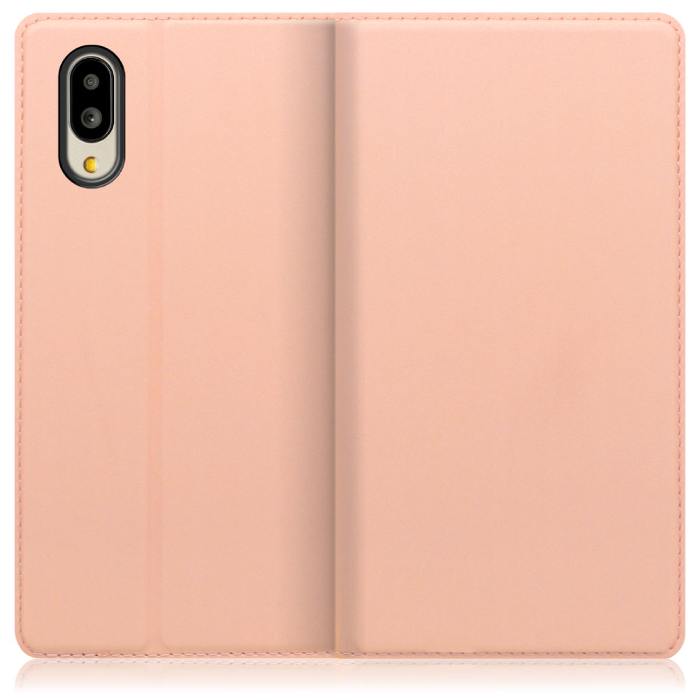LOOF Skin slim Series AQUOS シンプルスマホ6 [アンバーローズ] 薄い 軽量 手帳型ケース カード収納 幅広ポケット ベルトなし