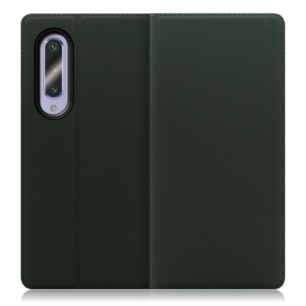 LOOF SKIN SLIM AQUOS zero5G Basic [エバーグリーン] 薄い 軽量 手帳型ケース カード収納 幅広ポケット ベルトなし