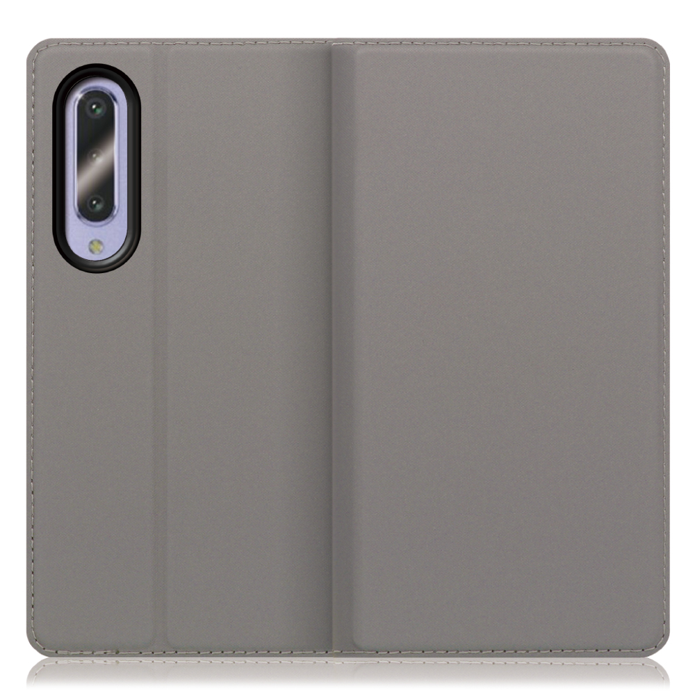 LOOF SKIN SLIM AQUOS zero5G Basic [グレー] 薄い 軽量 手帳型ケース カード収納 幅広ポケット ベルトなし