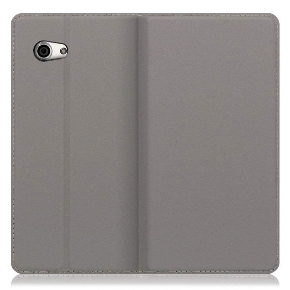 LOOF SKIN SLIM AQUOS R compact / SH-M06 / SHV41 用 [グレー] 薄い 軽量 手帳型ケース カード収納 幅広ポケット ベルトなし