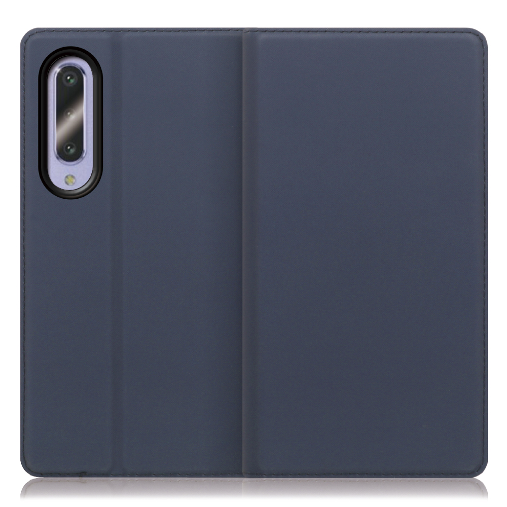 LOOF SKIN SLIM AQUOS zero5G Basic [ネイビー] 薄い 軽量 手帳型ケース カード収納 幅広ポケット ベルトなし
