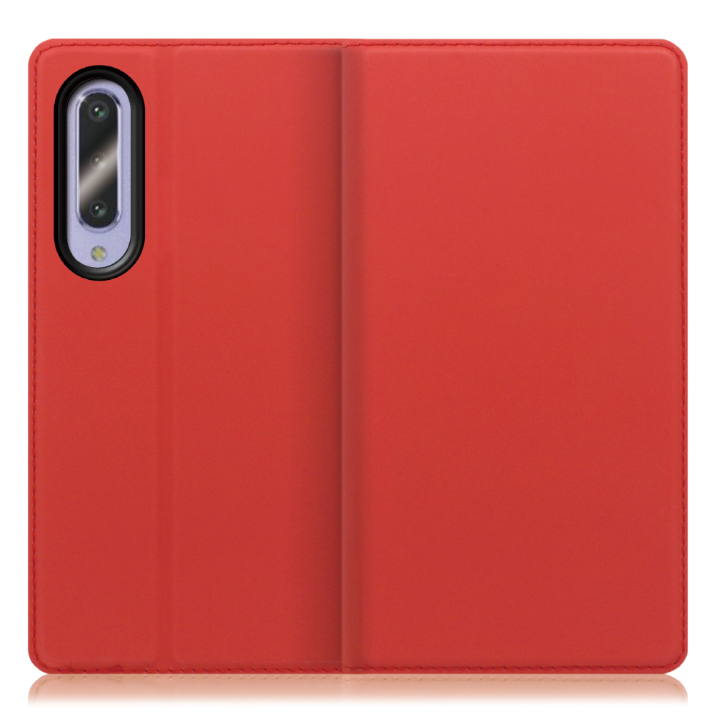 LOOF SKIN SLIM AQUOS zero5G Basic [レッド] 薄い 軽量 手帳型ケース カード収納 幅広ポケット ベルトなし