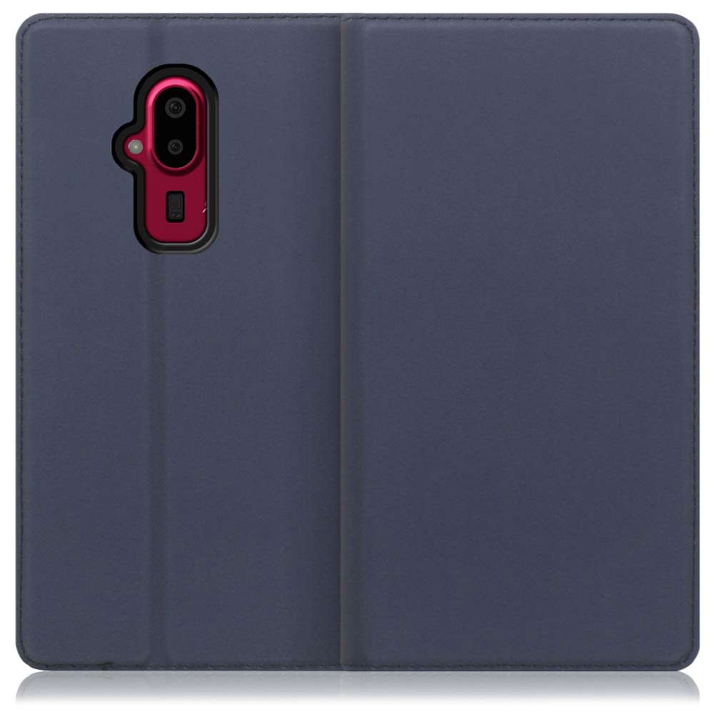 LOOF Skin slim FUJITSU らくらくスマートフォン F-52B 用 [ネイビー] 薄い 軽量 手帳型ケース カード収納 幅広ポケット  ベルトなし