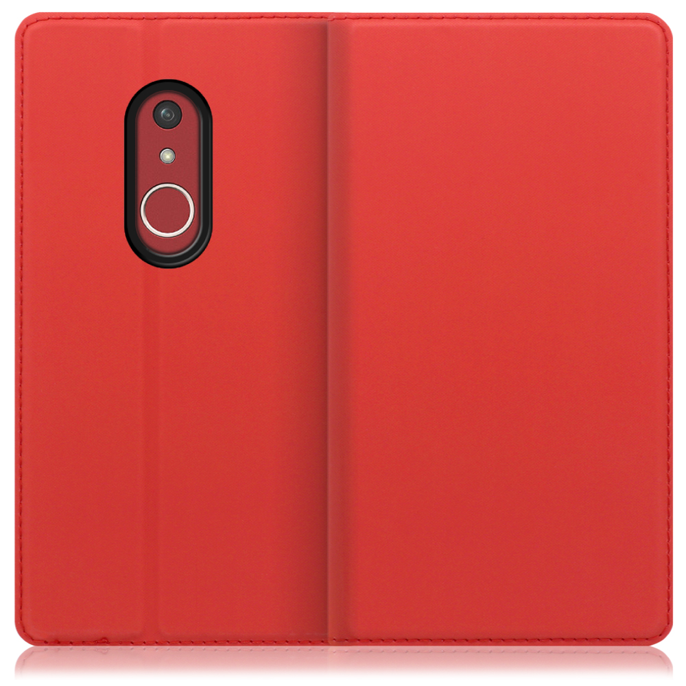 LOOF Skin slim FUJITSU arrows Be4 Plus F-41B 用 [レッド] 薄い 軽量 手帳型ケース カード収納 幅広ポケット ベルトなし