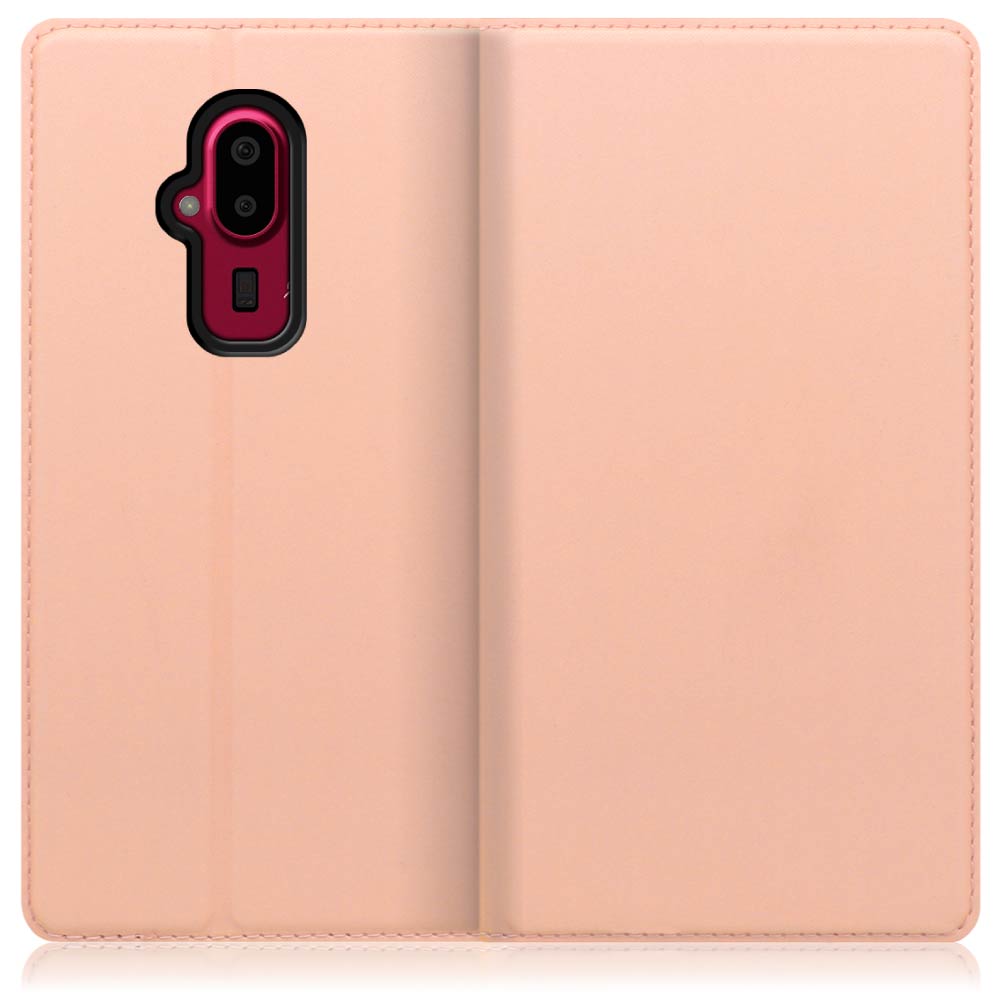 LOOF Skin slim FUJITSU らくらくスマートフォン F-52B 用 [アンバーローズ] 薄い 軽量 手帳型ケース カード収納 幅広ポケット ベルトなし