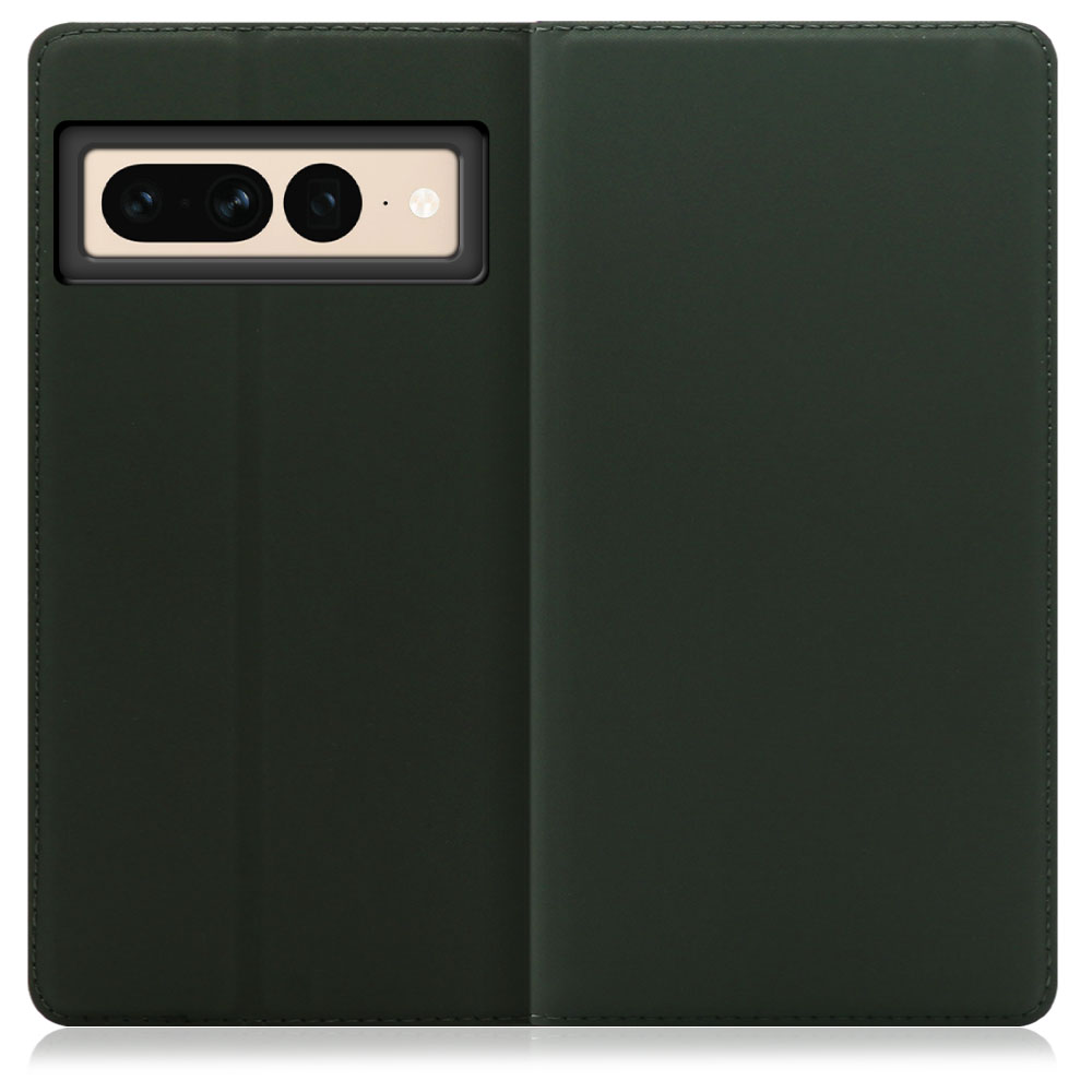 LOOF Skin slim Series Google Pixel 7 Pro 用 [エバーグリーン] 薄い 軽量 手帳型ケース カード収納 幅広ポケット ベルトなし